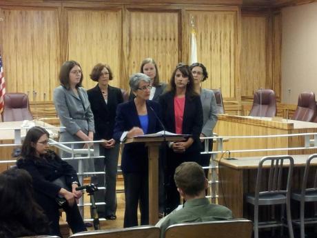 Partnership staff with Sen. Jackson and Carie Charlesworth at the SB 400 press conference