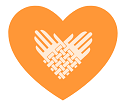 An element of the Partnership's logo, intertwined hands in white, is turned to look like a heart. This is housed inside of a larger orange heart.