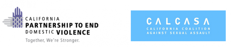 Logos of California Partnership to End Domestic Violence and California Coalition Against Sexual Assault